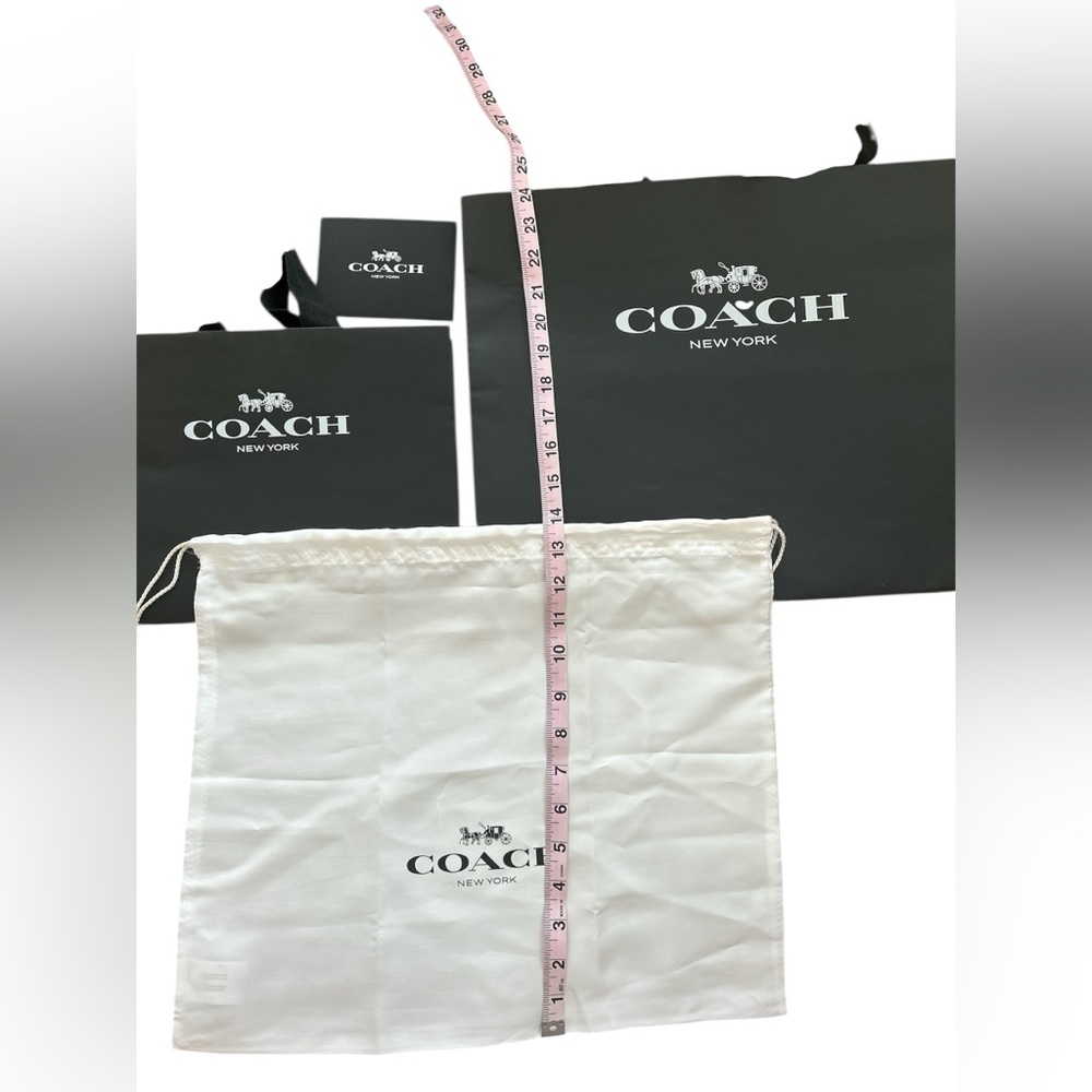 2 COACH NY Logo Reusable Black Paper Shopping Bags Envelope NEW White Dust Bag - Picture 3 of 16